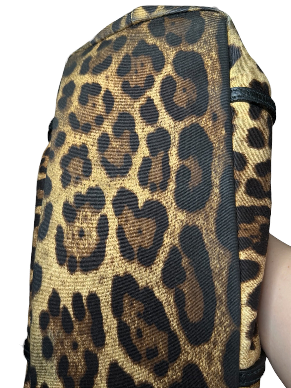 DOLCE & GABANNA Leopard Print Canvas Tote Bag