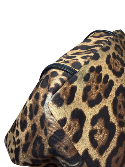 DOLCE & GABANNA Leopard Print Canvas Tote Bag